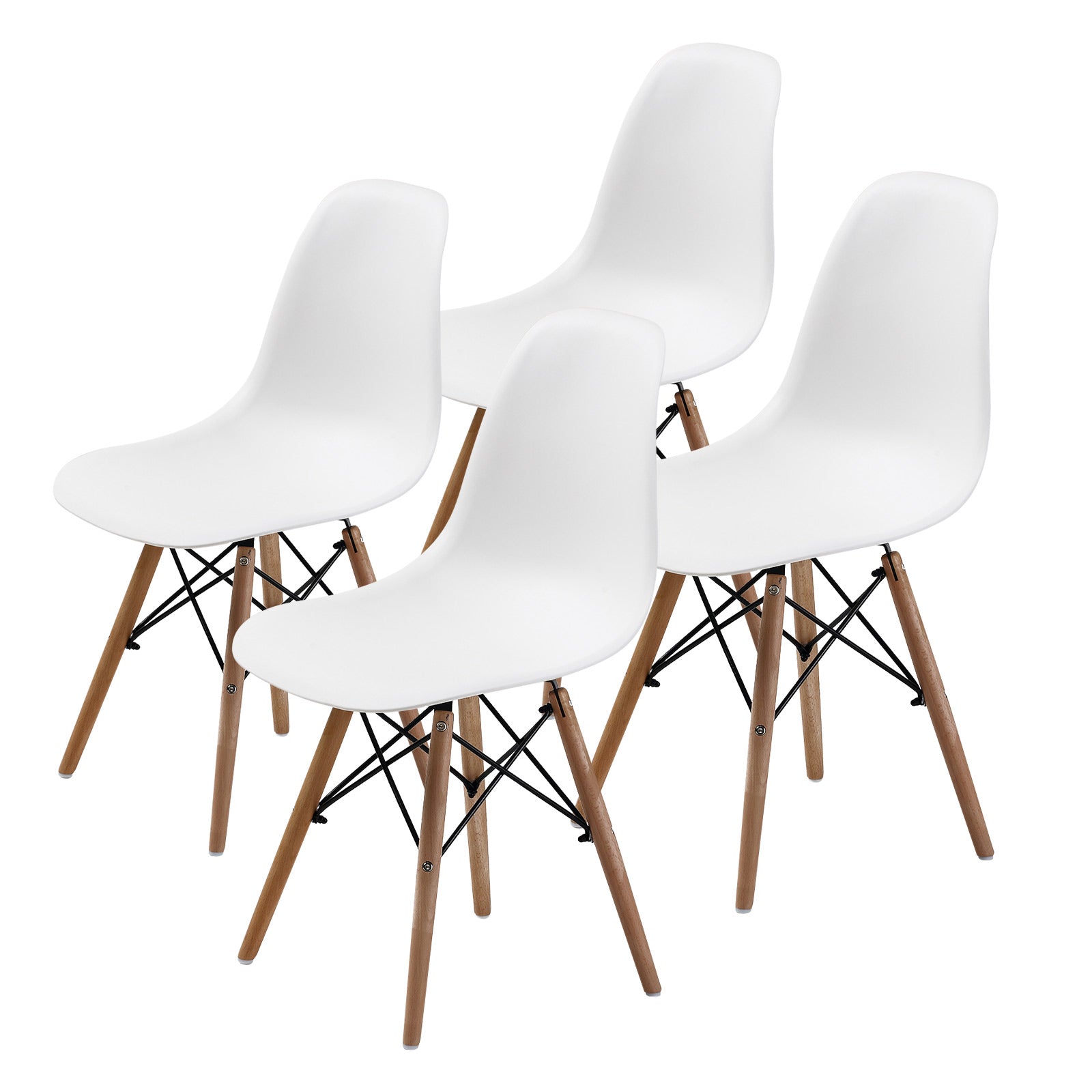 4 Set White Retro Dining Cafe Chair DSW PP - image1