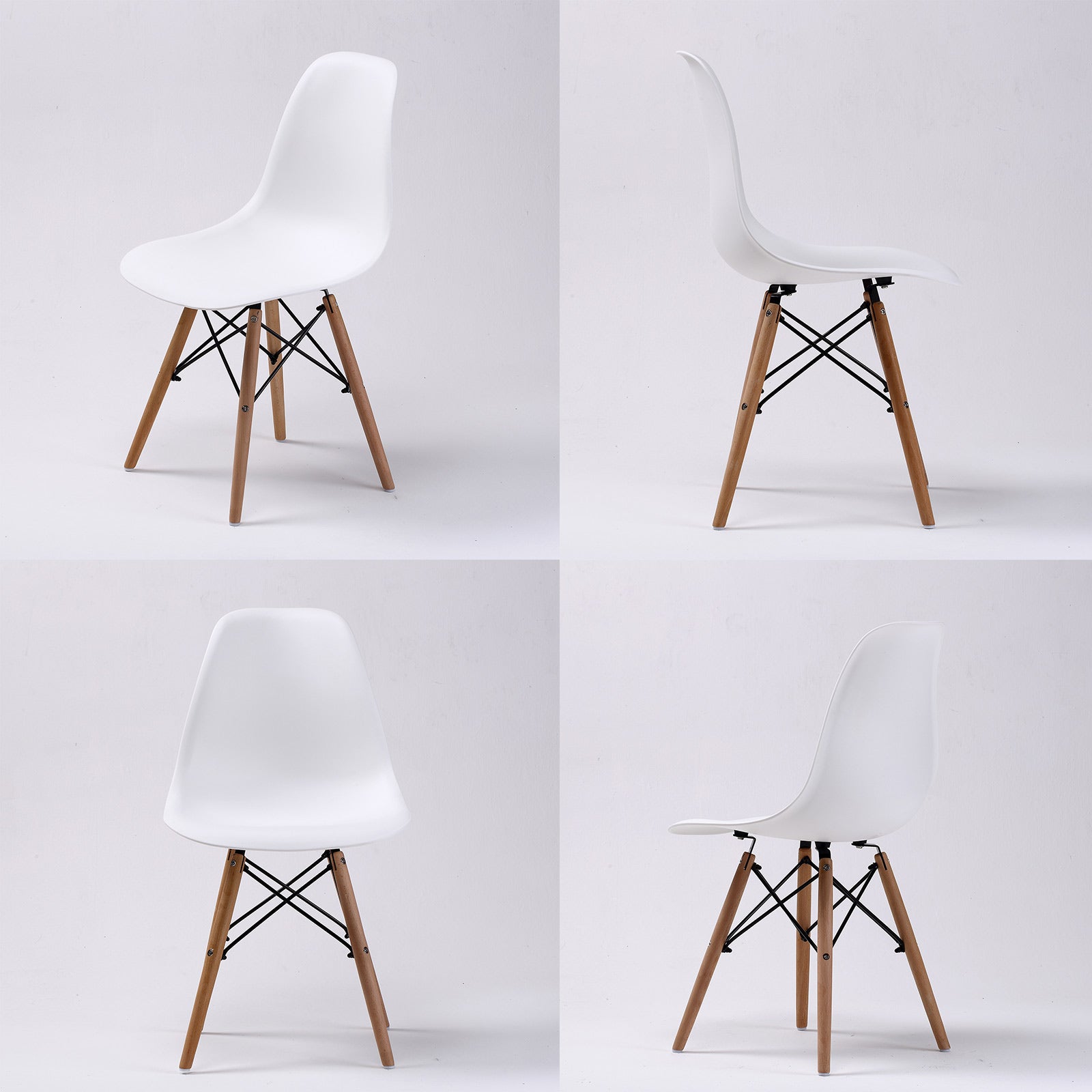 4 Set White Retro Dining Cafe Chair DSW PP - image3