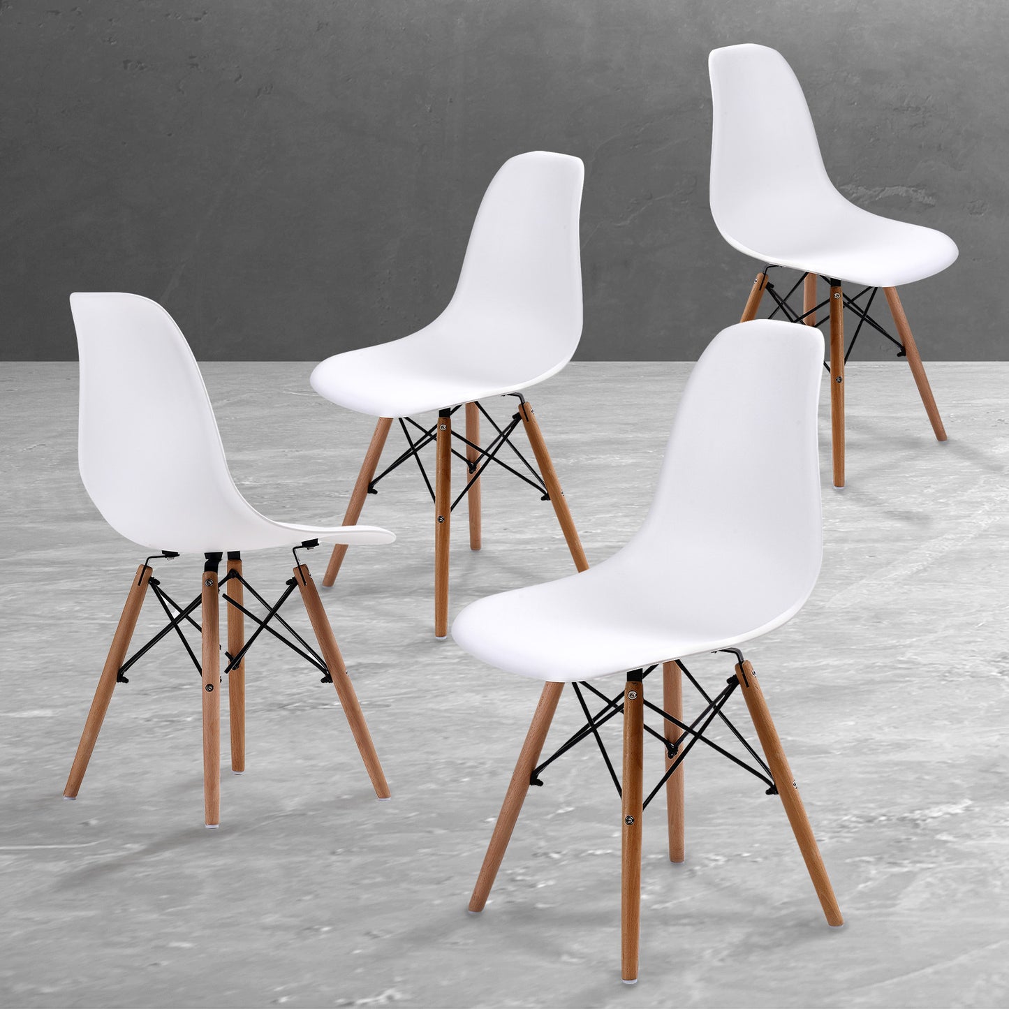 4 Set White Retro Dining Cafe Chair DSW PP - image10