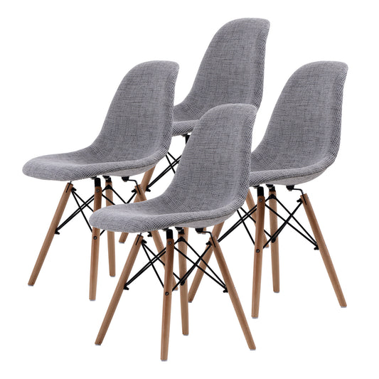 4 Set Grey Retro Dining Cafe Chair DSW Fabric - image1