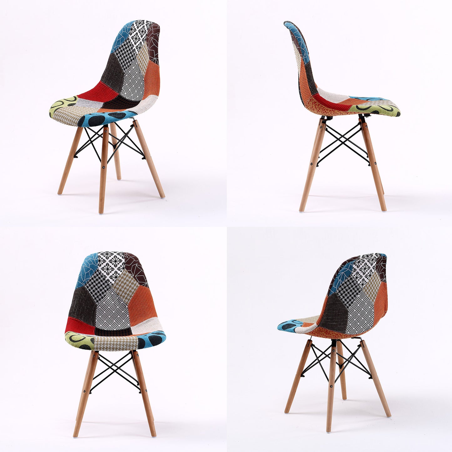 2 Set Multi Colour Retro Dining Cafe Chair DSW Fabric - image3