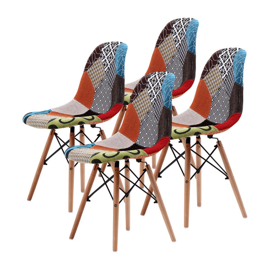 4 Set Multi Colour Retro Dining Cafe Chair DSW Fabric - image1
