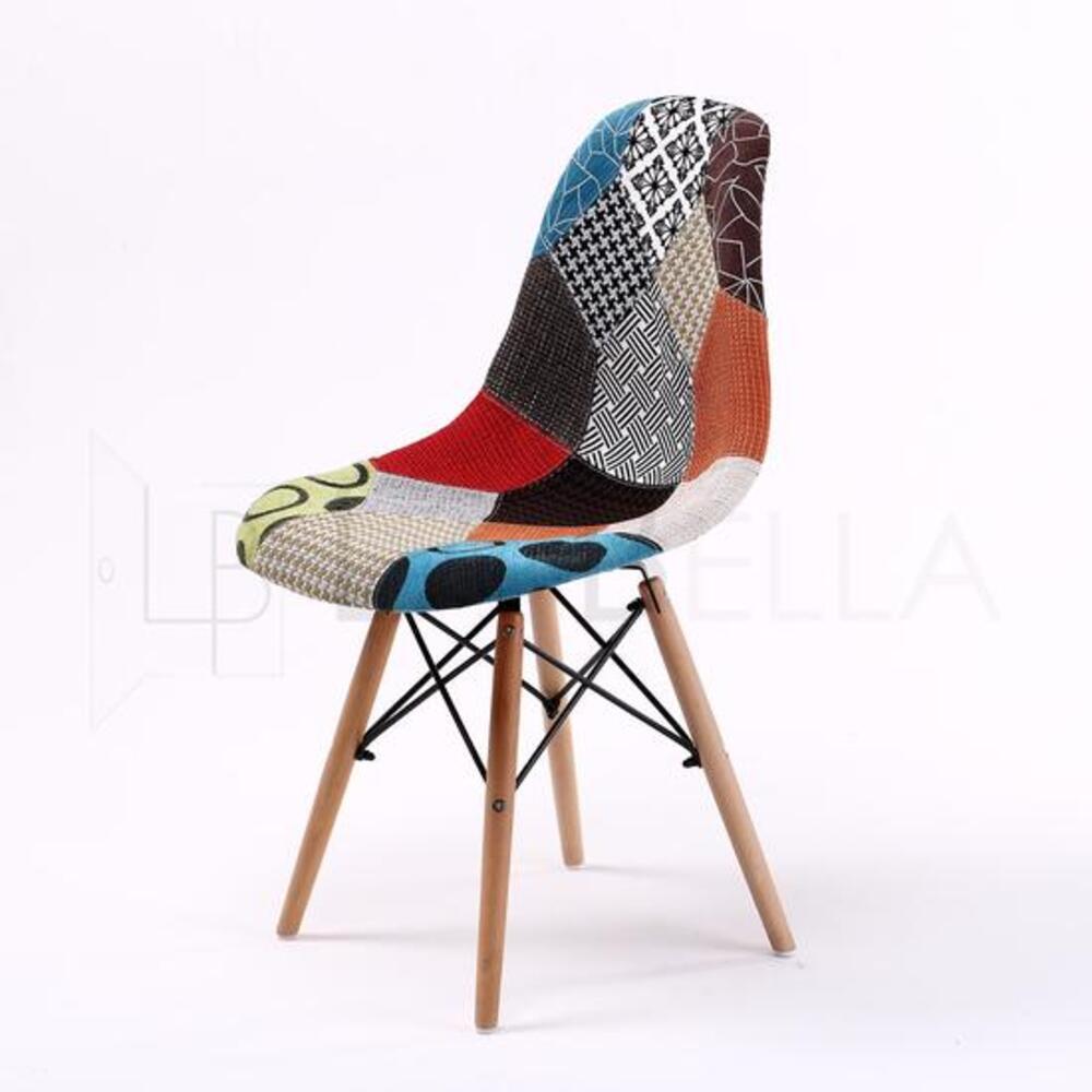 4 Set Multi Colour Retro Dining Cafe Chair DSW Fabric - image8