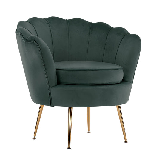 Shell Scallop Green Armchair Lounge Chair Accent Velvet - image1