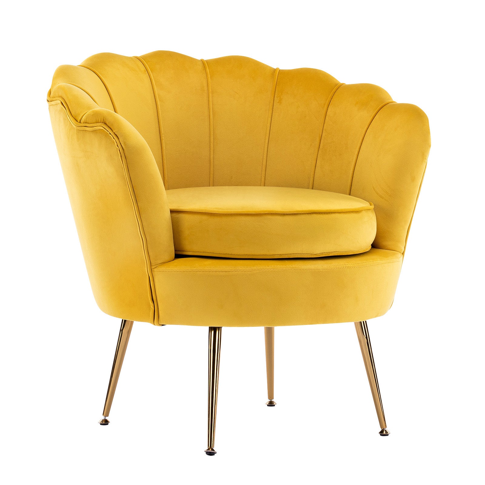 Shell Scallop Yellow Armchair Lounge Chair Accent Velvet - image1