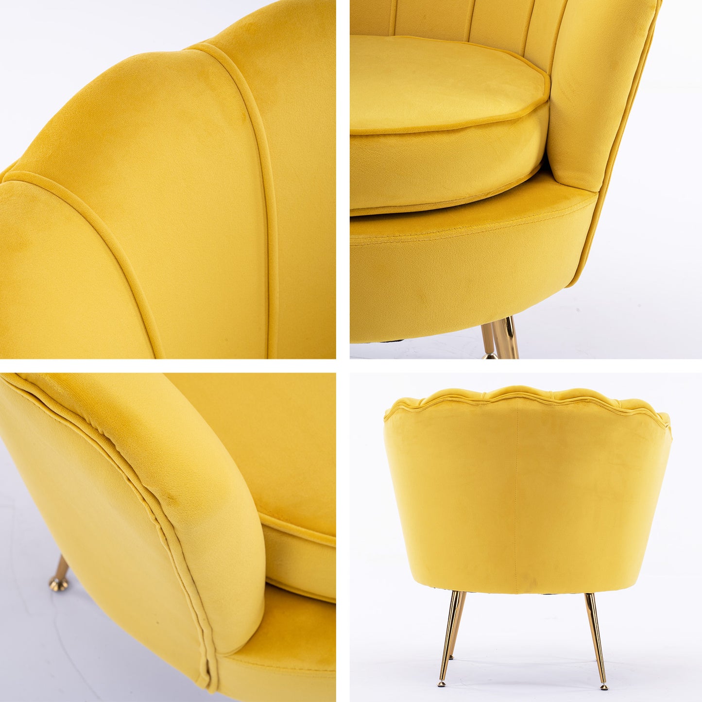 Shell Scallop Yellow Armchair Lounge Chair Accent Velvet - image3