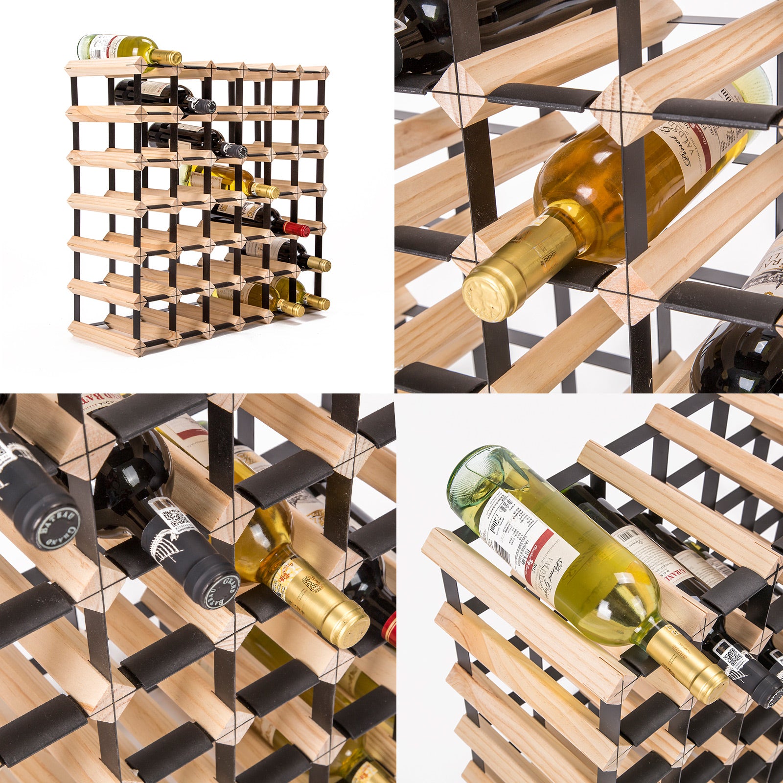 42 Bottle Timber Wine Rack Storage Cellar Organiser - image3