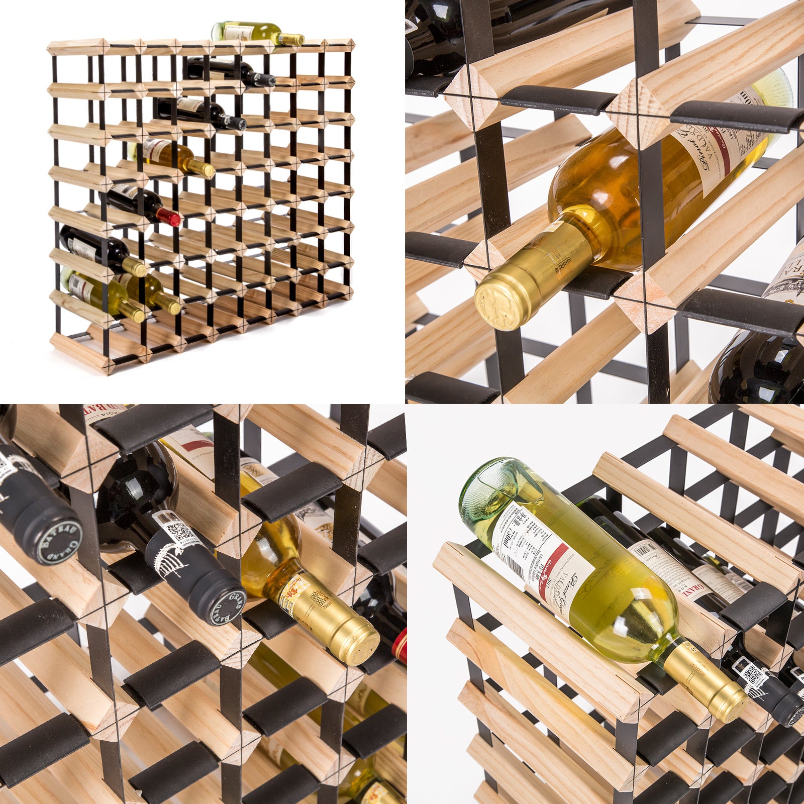 72 Bottle Timber Wine Rack Storage Cellar Organiser - image3