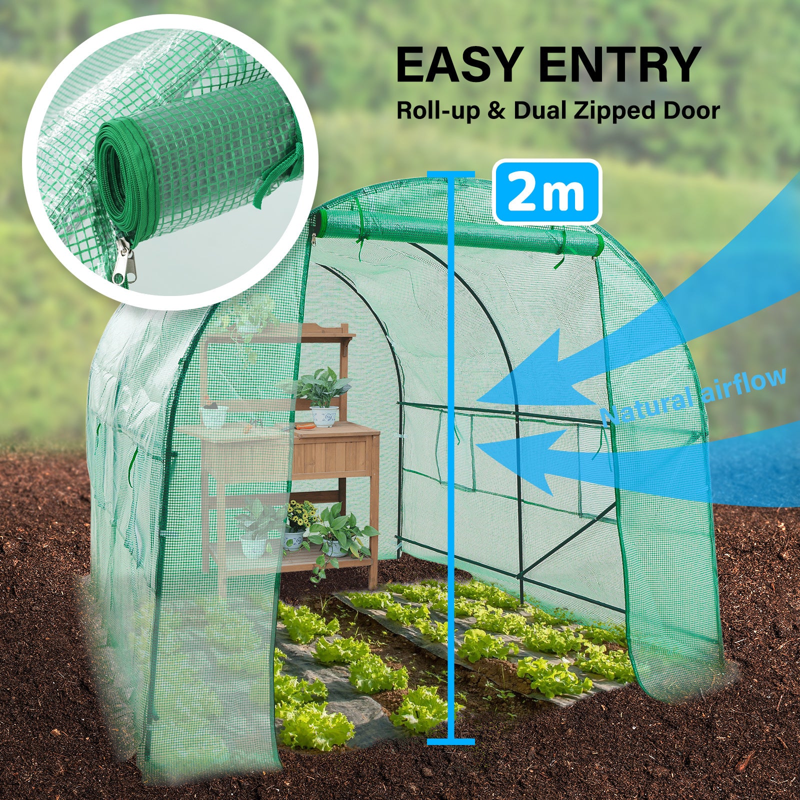 Home Ready Dome Tunnel Hoop Polytunnel 3x2x2M Greenhouse Walk-In Shed PE - image8