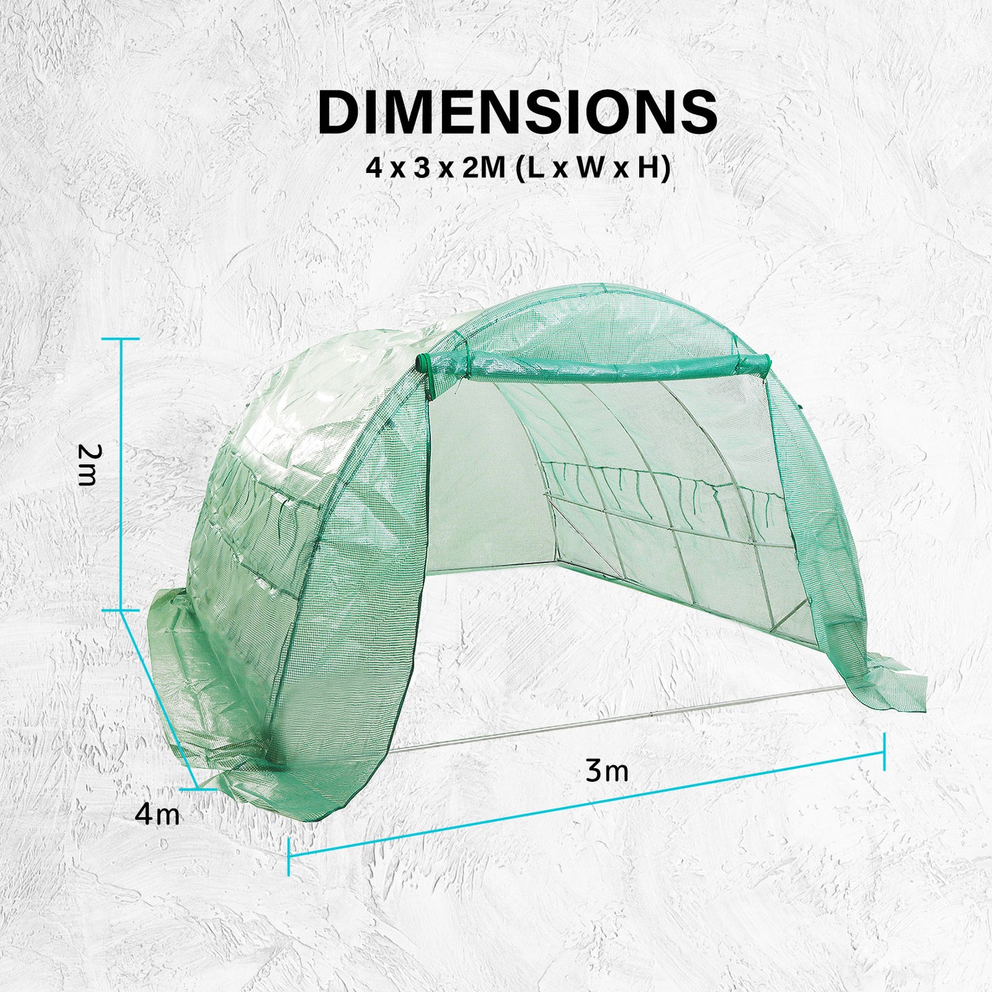 Home Ready Dome Hoop Tunnel Polytunnel 4x3x2M Garden Greenhouse Walk-In Shed PE - image12