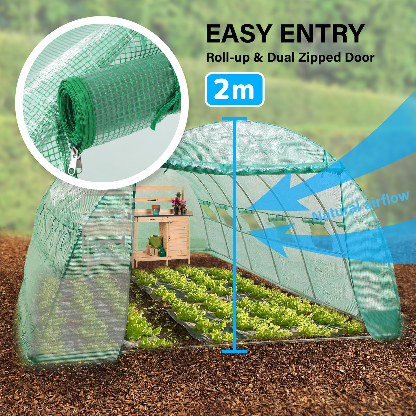 Home Ready Dome Hoop Tunnel Polytunnel 6x3x2M Greenhouse Walk-In Shed PE - image8