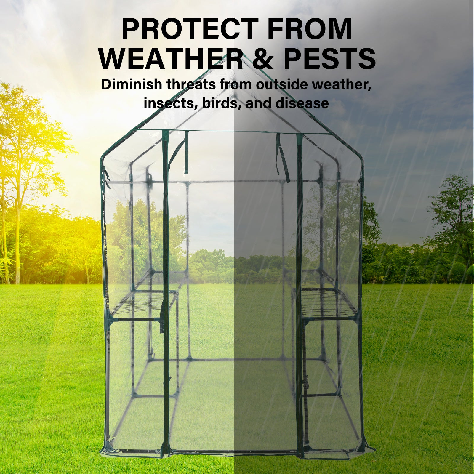 Home Ready Apex 190cm Garden Greenhouse Shed PVC Cover Only - image3