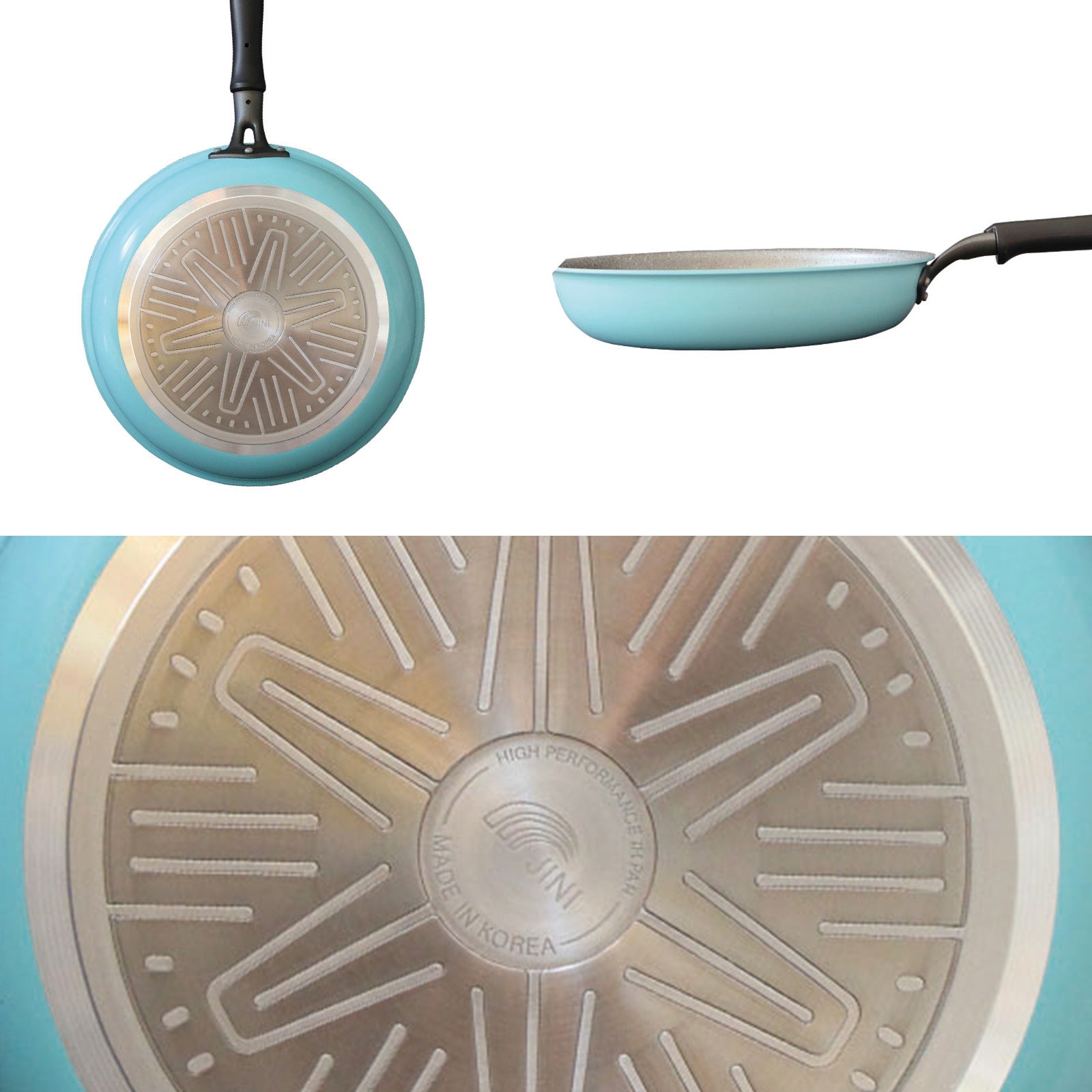 Round 28cm Pure Sky Blue Stone Frypan Frying Pan Non-Stick Induction Ceramic - image7