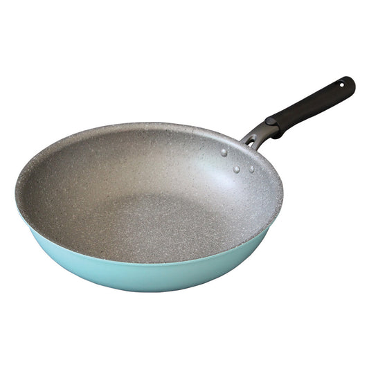 Round 28cm Pure Sky Blue Stone Wok Wokpan Non-Stick Induction Ceramic - image1