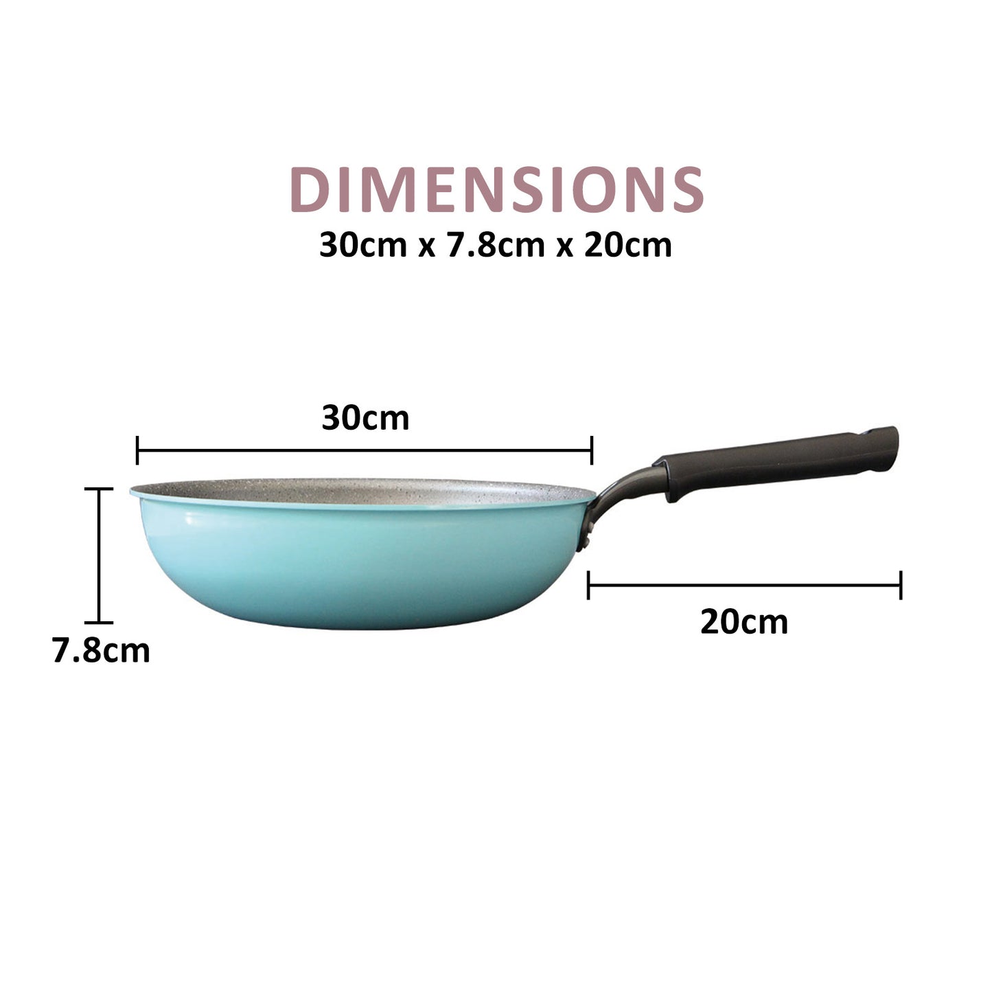 Round 28cm Pure Sky Blue Stone Wok Wokpan Non-Stick Induction Ceramic - image8