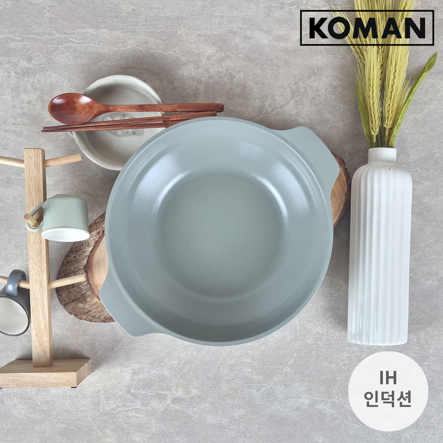 KOMAN 28cm Grey Shinewon Vinch IH Two Hands Wok Non-stick Induction Titanium Ceramic - image5