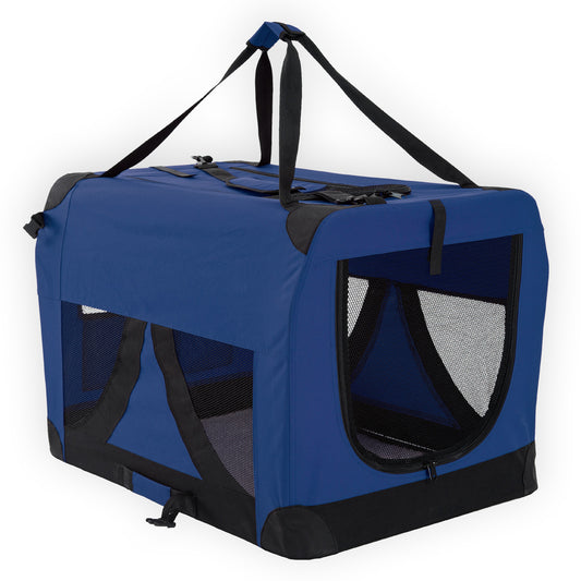 Blue Portable Soft Dog Cage Crate Carrier XXXL - image1