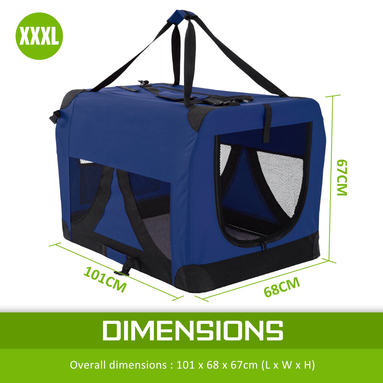Blue Portable Soft Dog Cage Crate Carrier XXXL - image12