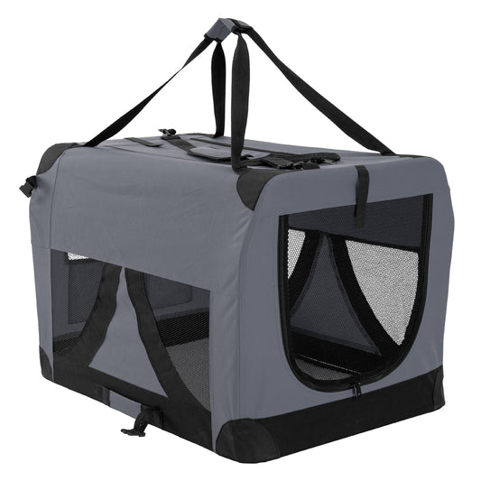 Grey Portable Soft Dog Cage Crate Carrier XXXL - image1