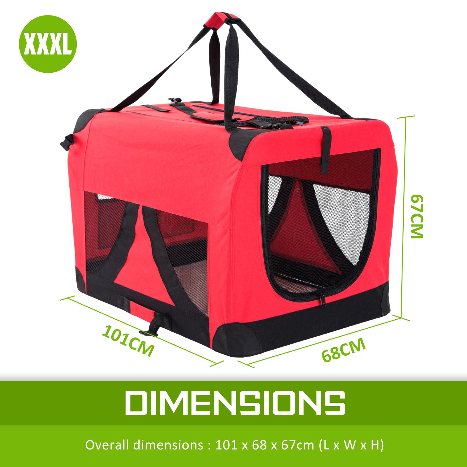 Red Portable Soft Dog Cage Crate Carrier XXXL - image12