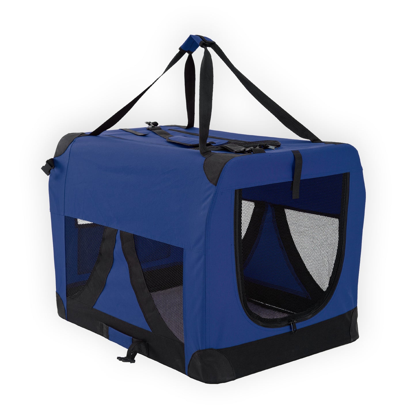 Blue Portable Soft Dog Cage Crate Carrier L - image1