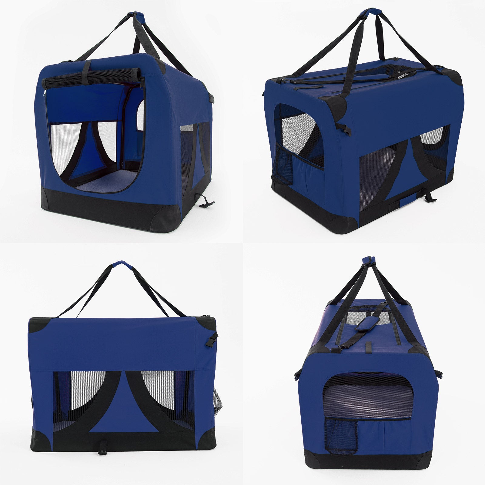 Blue Portable Soft Dog Cage Crate Carrier L - image3