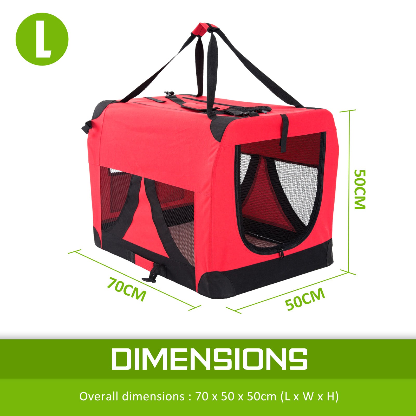 Red Portable Soft Dog Cage Crate Carrier L - image12