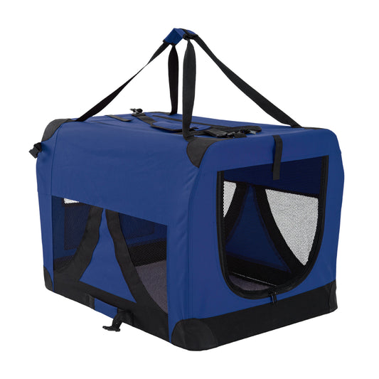 Blue Portable Soft Dog Cage Crate Carrier XL - image1