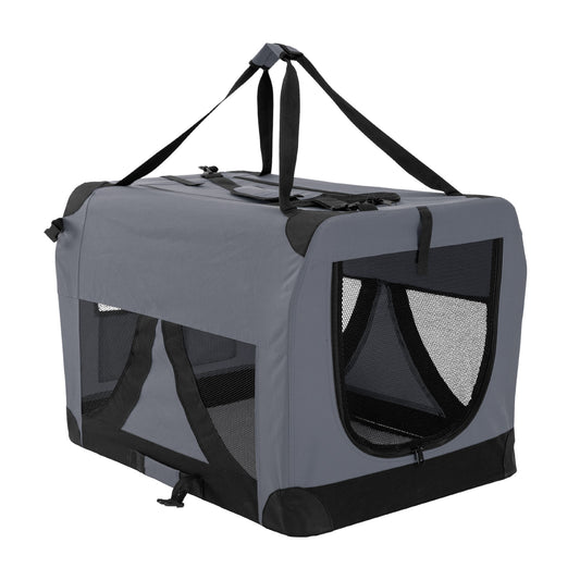 Grey Portable Soft Dog Cage Crate Carrier XL - image1