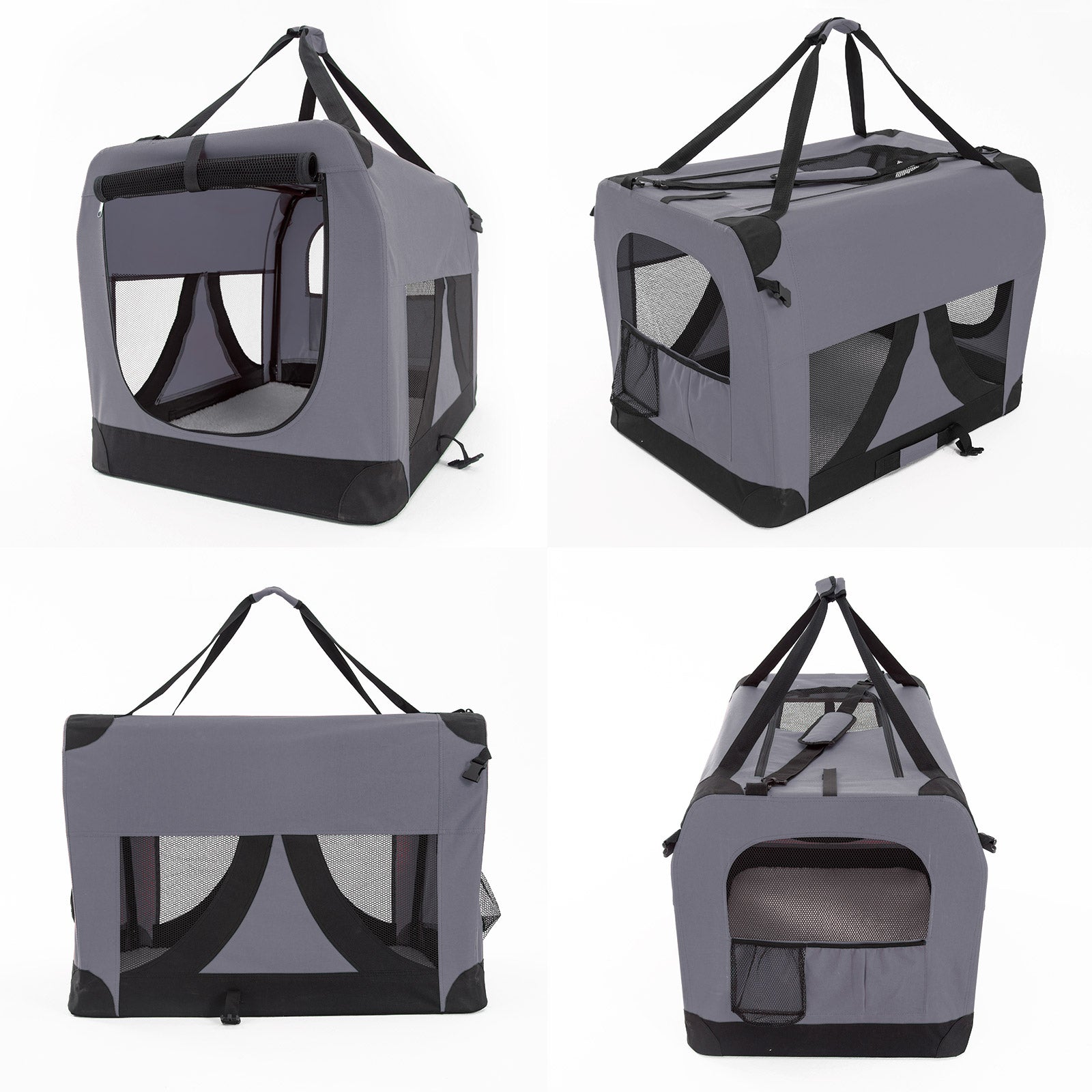 Grey Portable Soft Dog Cage Crate Carrier XL - image3