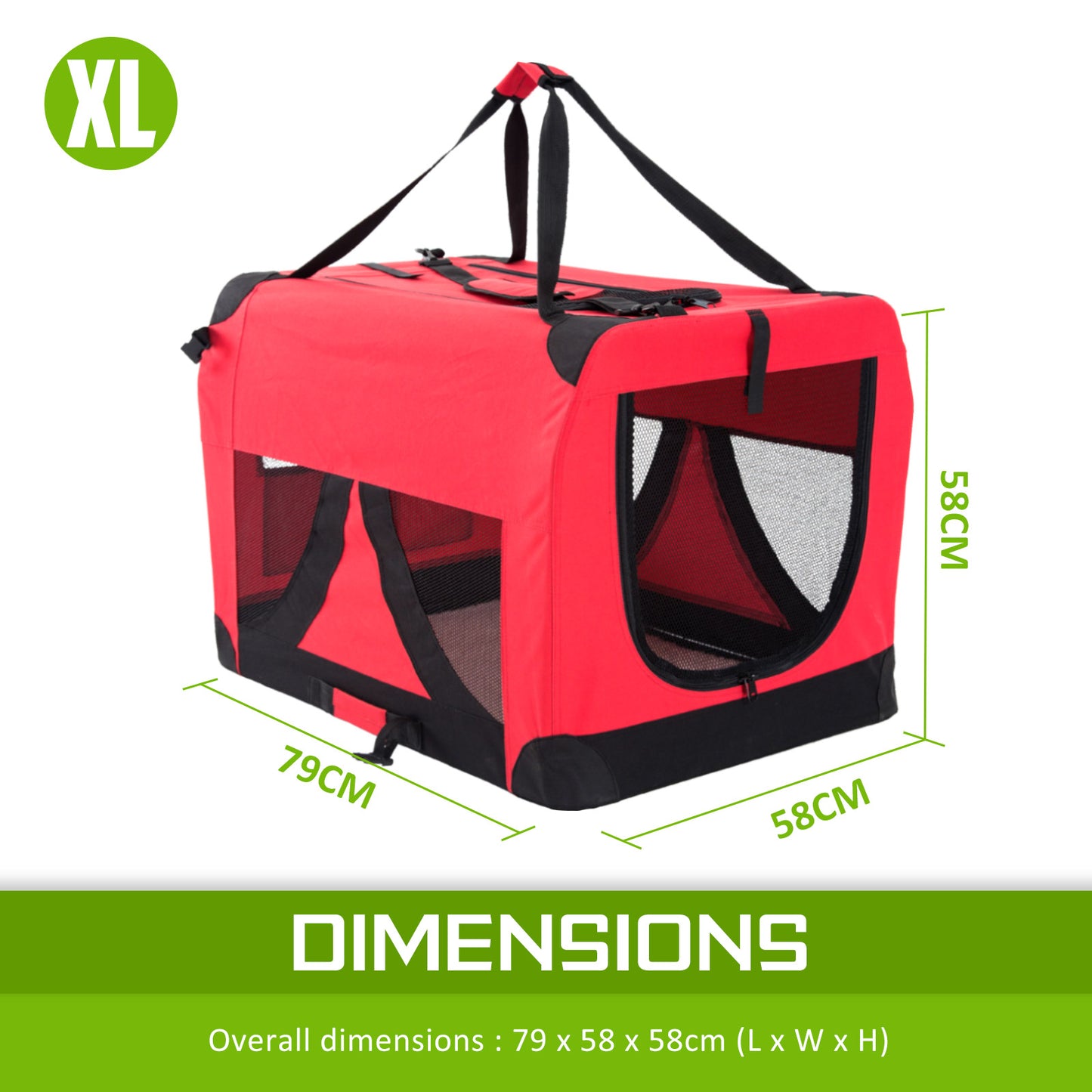 Red Portable Soft Dog Cage Crate Carrier XL - image12