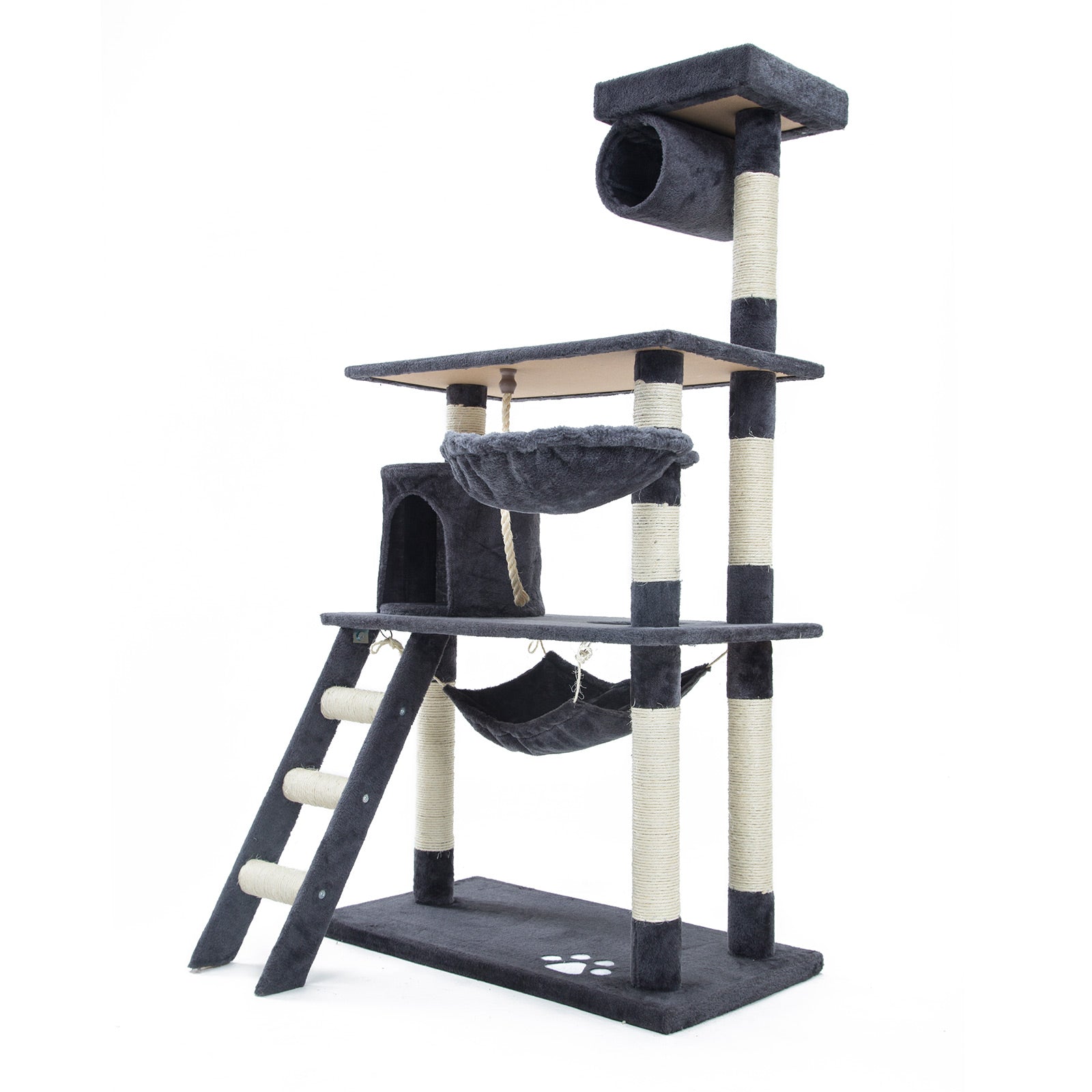 140cm Grey Cat Tree Maple Multi Level Scratcher - image1