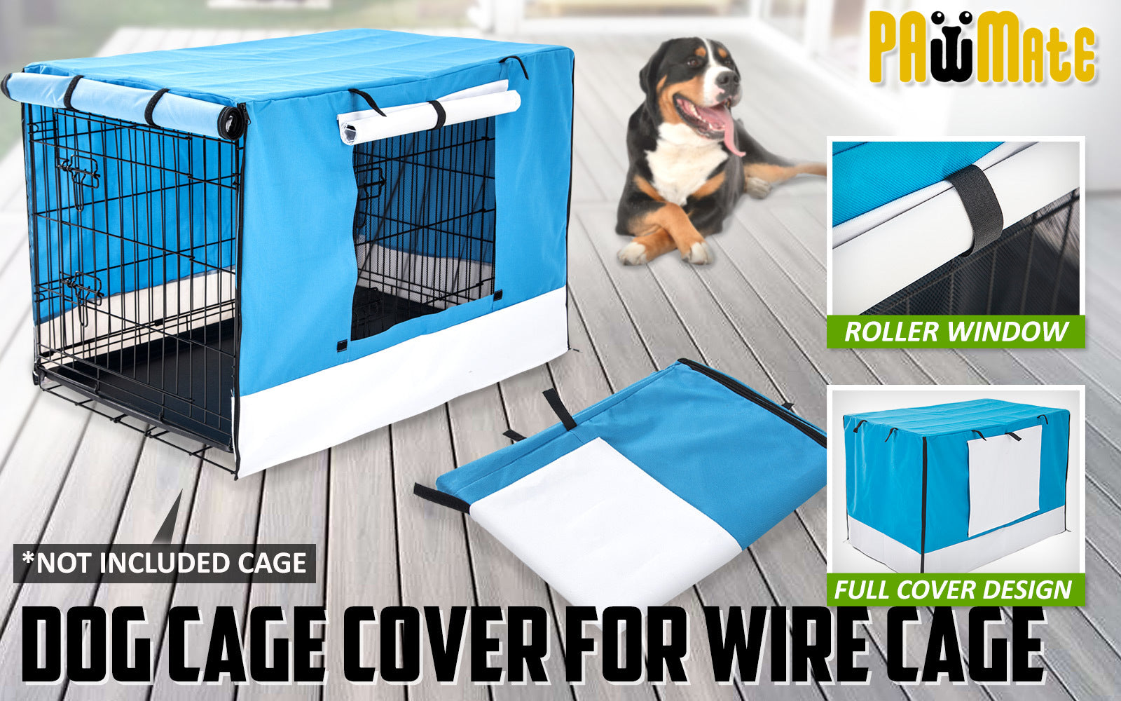 Blue Cage Cover Enclosure for Wire Dog Cage Crate 24in - image2