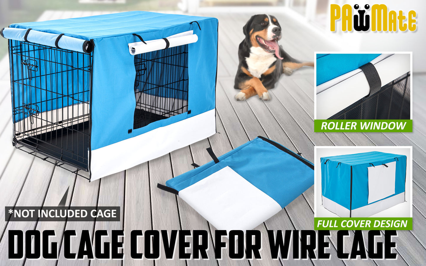 Blue Cage Cover Enclosure for Wire Dog Cage Crate 36in - image2