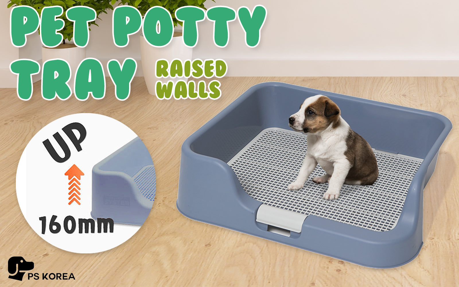PS KOREA Blue Dog Pet Potty Tray Training Toilet Raised Walls T1 - image2