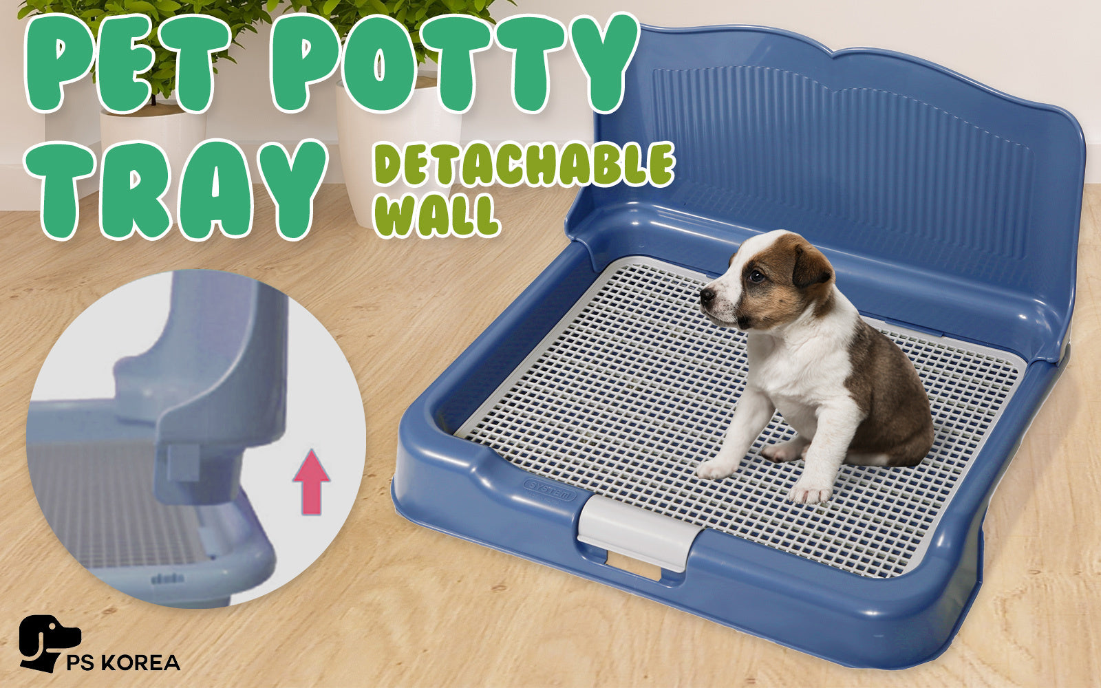 PS KOREA Blue Dog Pet Potty Tray Training Toilet Detachable Wall T2 - image2