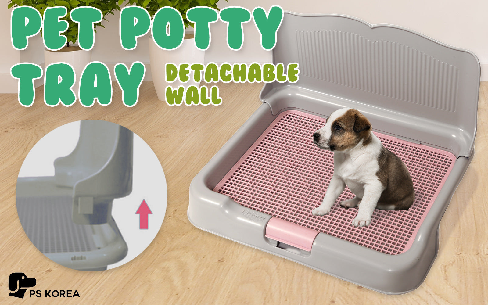 PS KOREA Grey Dog Pet Potty Tray Training Toilet Detachable Wall T2 - image2