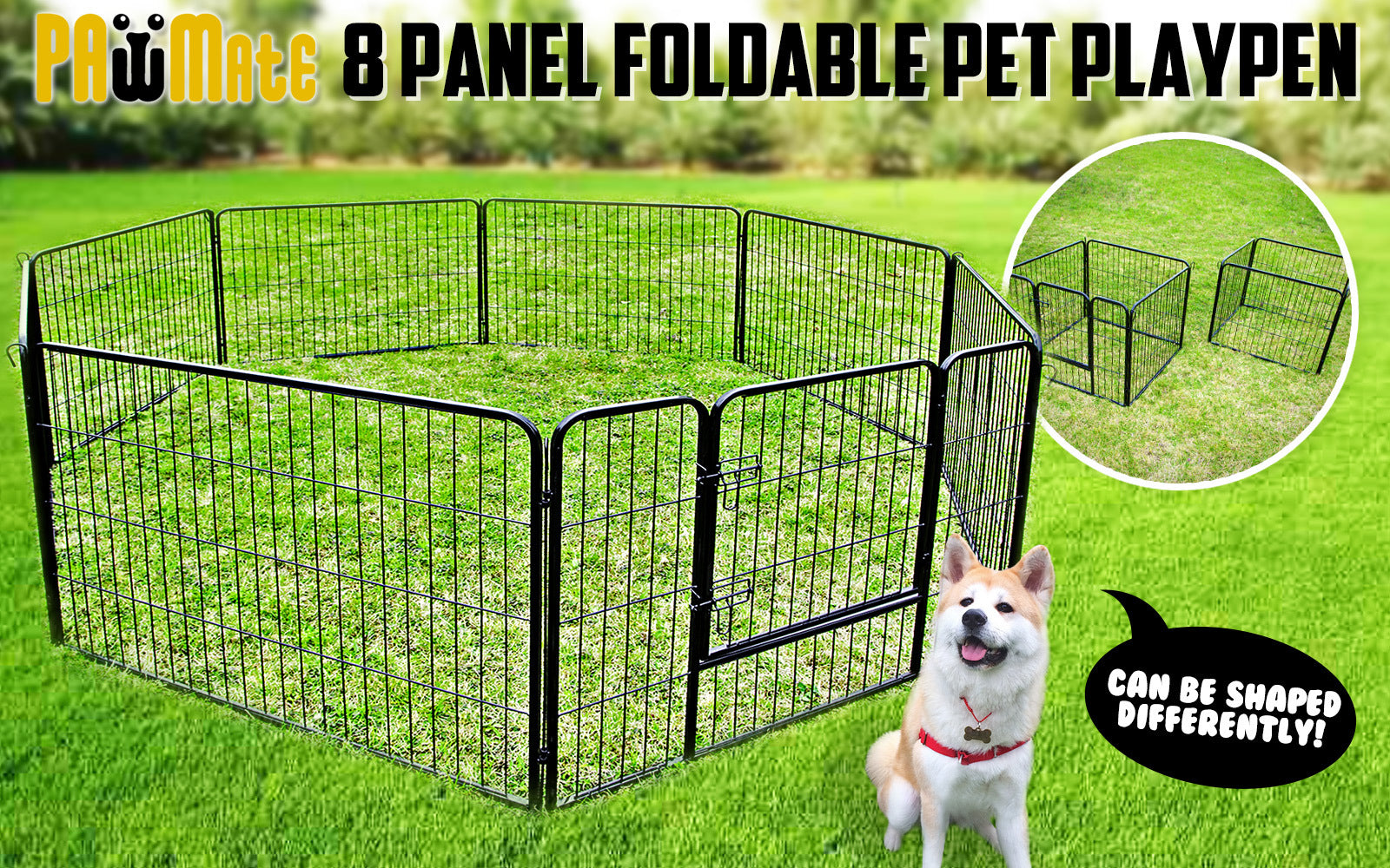Pet Playpen Heavy Duty 31in 8 Panel Foldable Dog Exercise Enclosure Fence Cage - image2