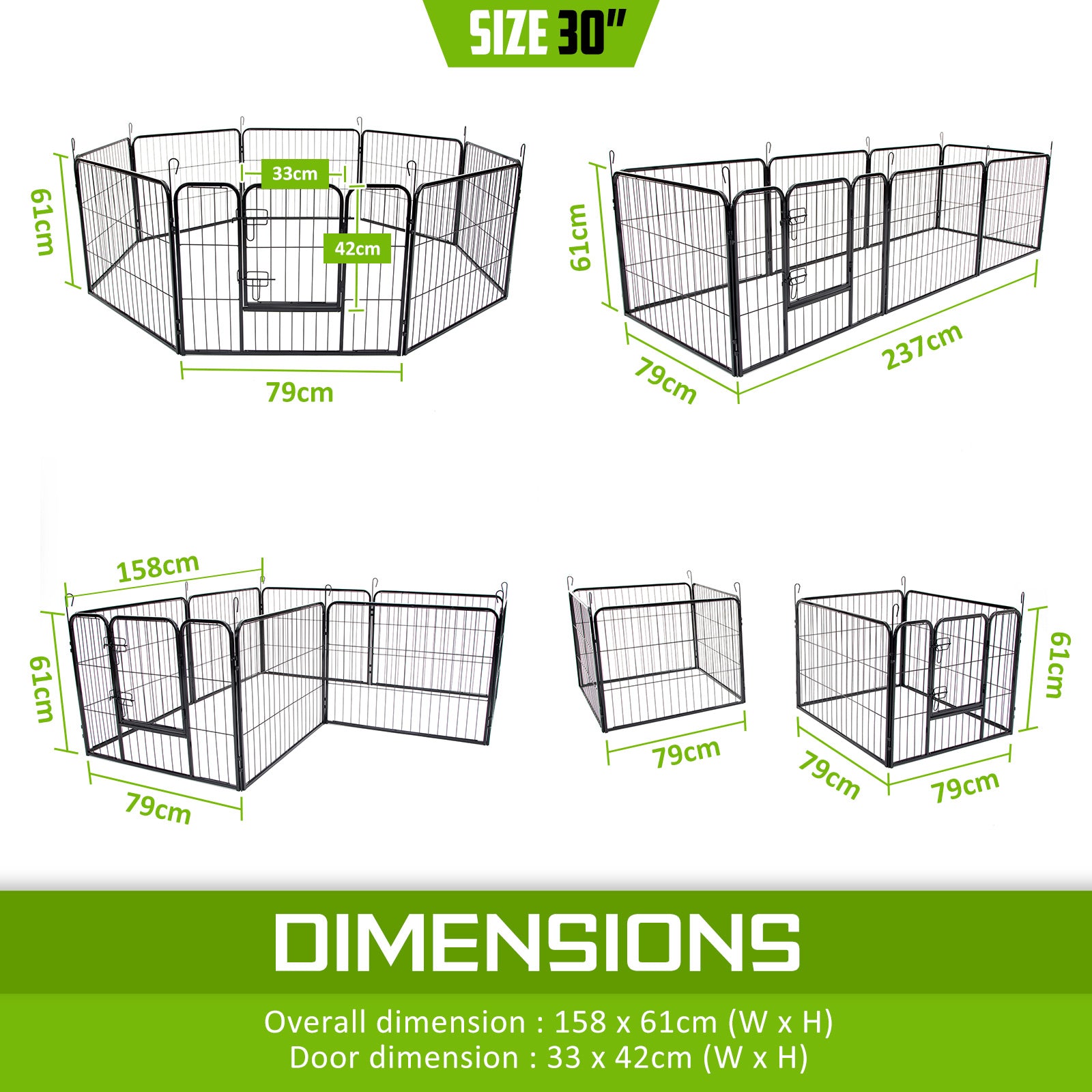 Pet Playpen Heavy Duty 31in 8 Panel Foldable Dog Exercise Enclosure Fence Cage - image11