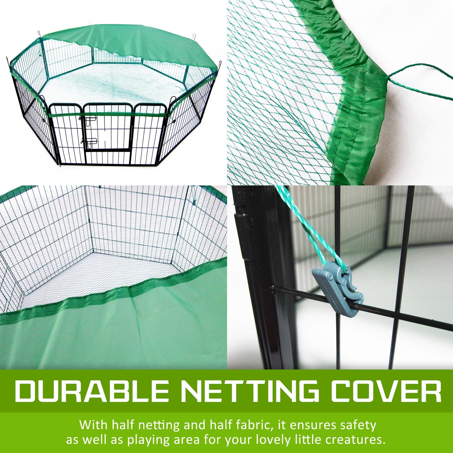 Pet Playpen Heavy Duty 31in 8 Panel Foldable Dog Cage + Cover - image3