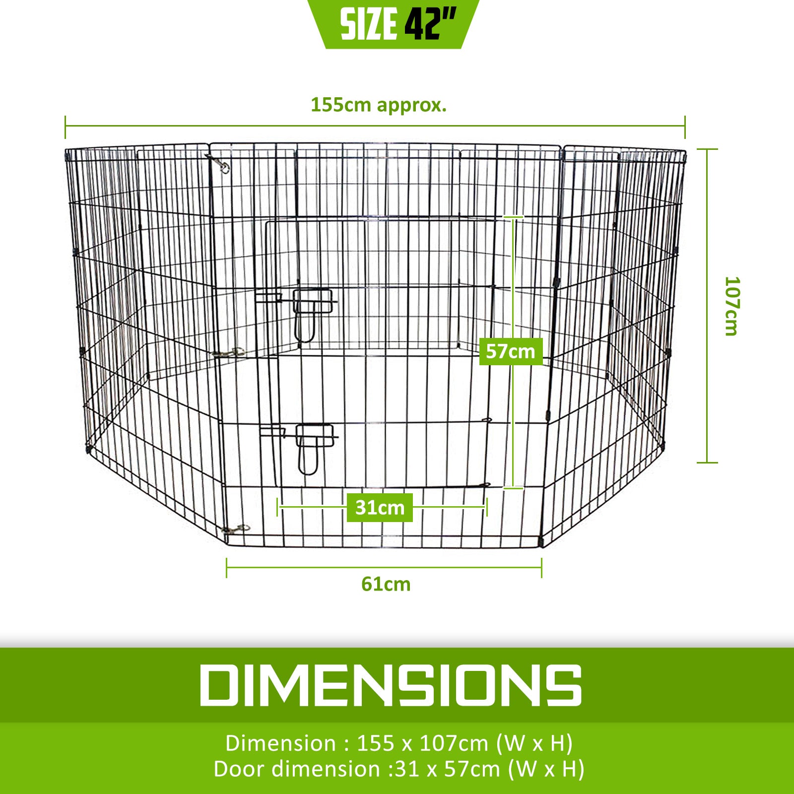 Pet Playpen 8 Panel 42in Foldable Dog Exercise Enclosure Fence Cage - image11