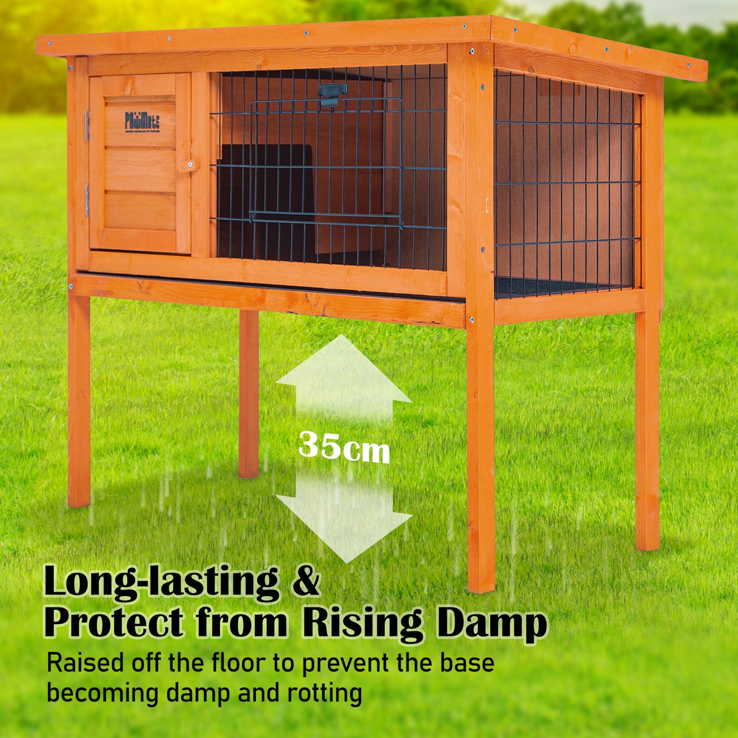 91 x 45 x 70cm Rabbit Hutch Chicken Coop Free Standing Cage Run - image9