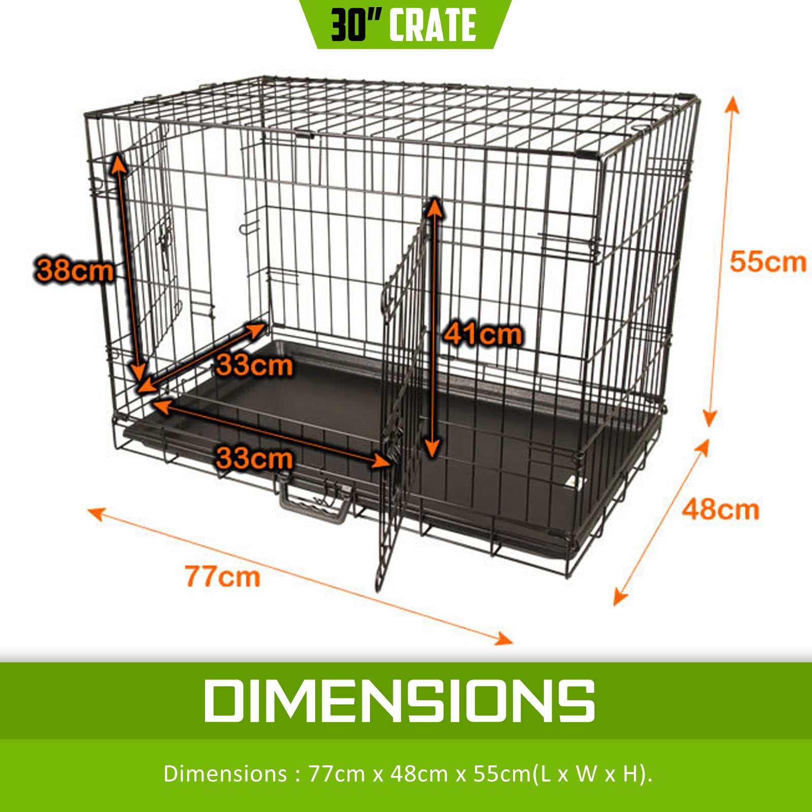 Wire Dog Cage Foldable Crate Kennel 30in with Tray - image9