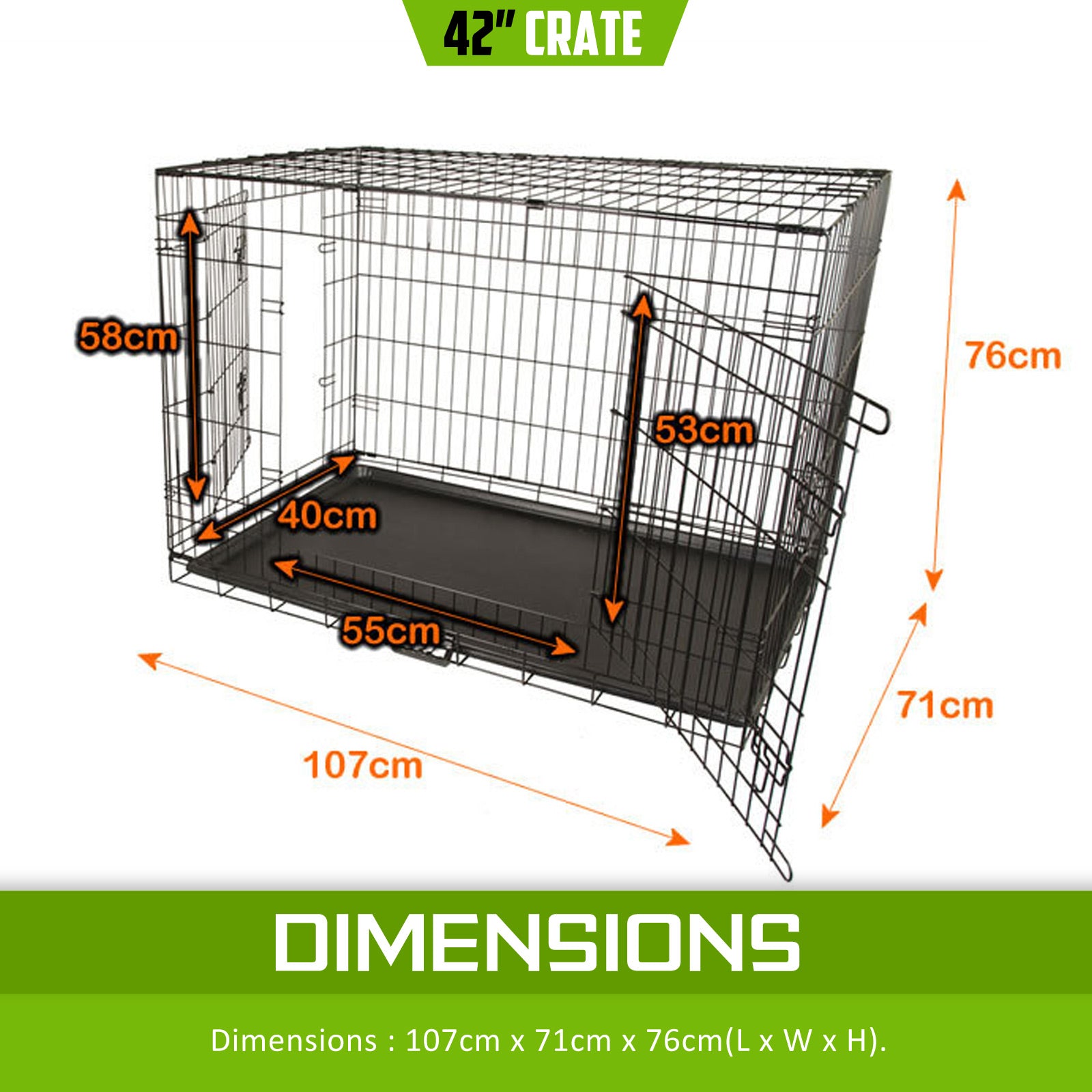 Wire Dog Cage Foldable Crate Kennel 42in with Tray - image9