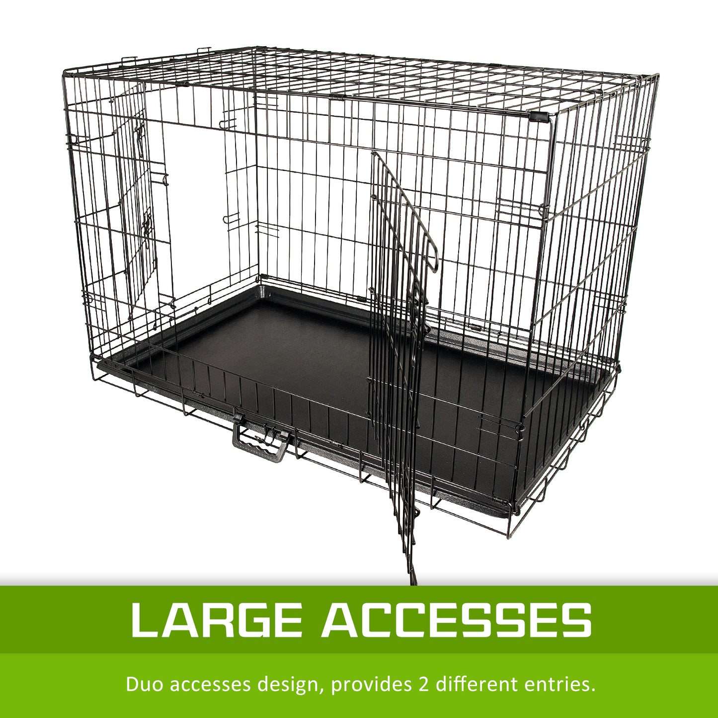 Wire Dog Cage Foldable Crate Kennel 48in with Tray - image6