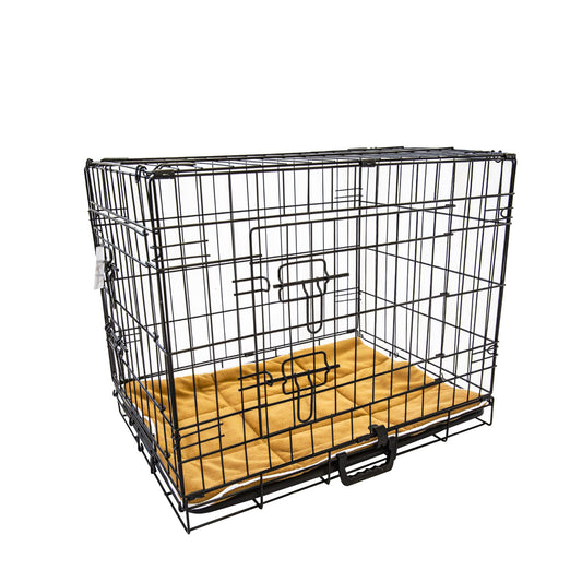 Wire Dog Cage Foldable Crate Kennel 24in with Tray + Cushion Mat Combo - image1