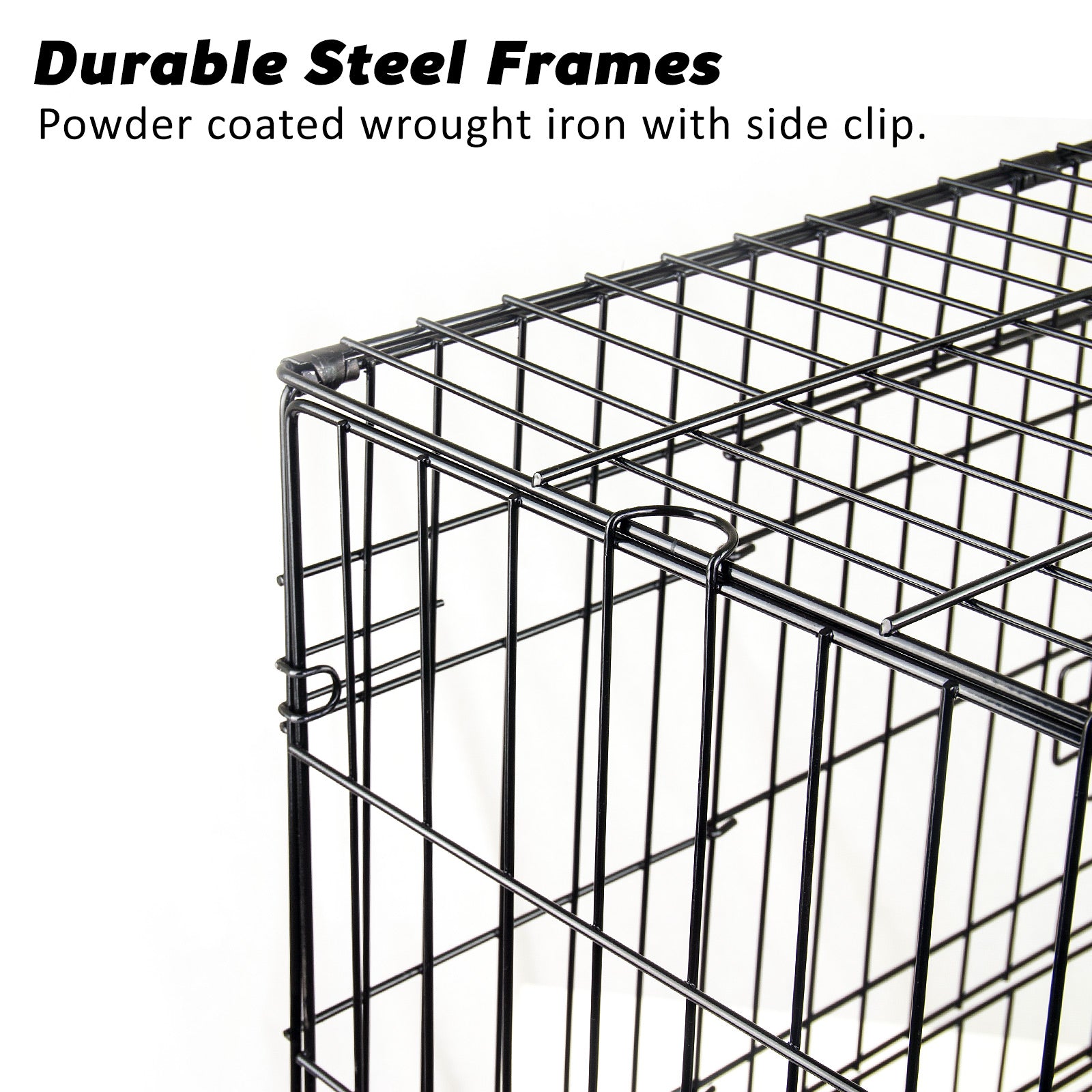 Wire Dog Cage Foldable Crate Kennel 24in with Tray + Cushion Mat Combo - image3