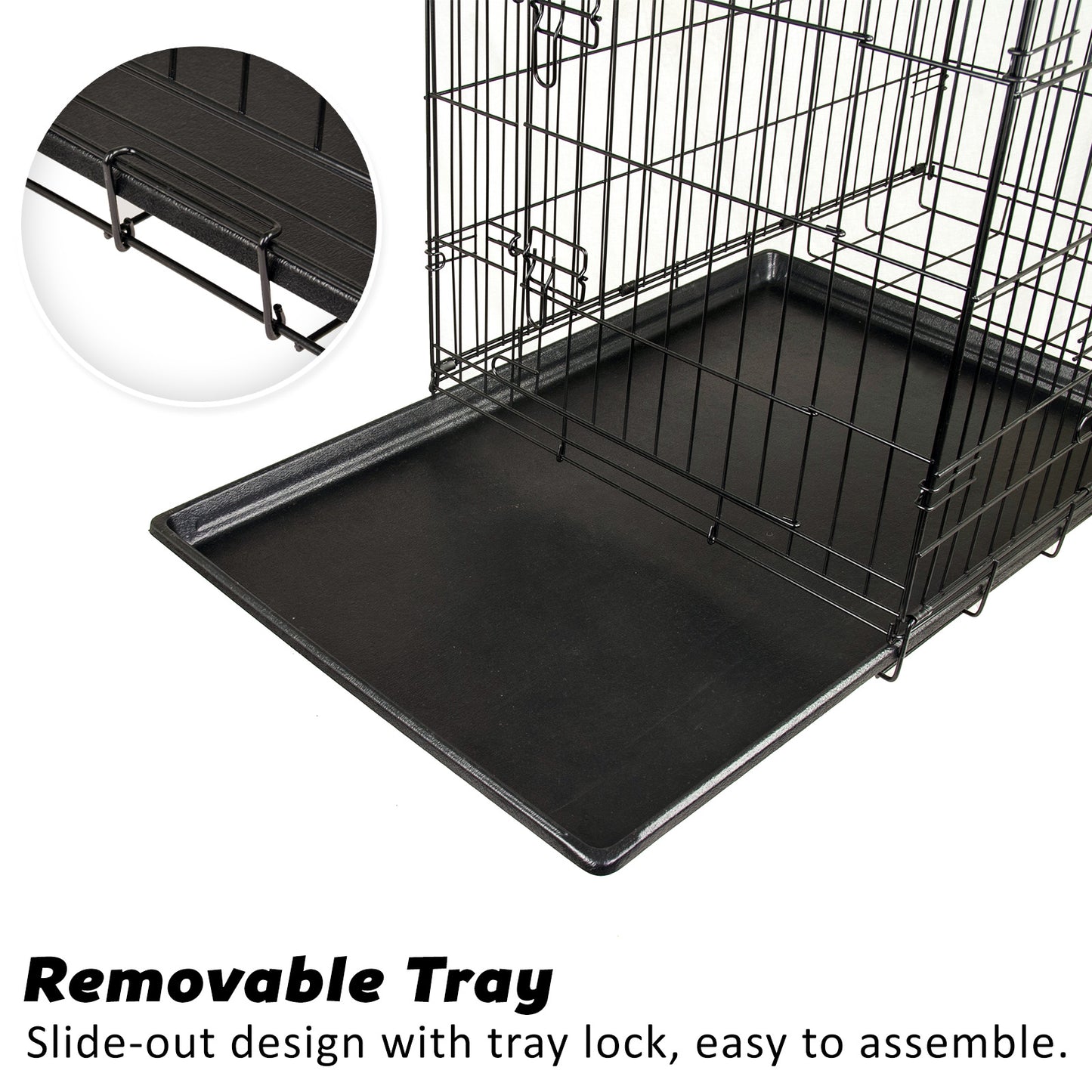 Wire Dog Cage Foldable Crate Kennel 24in with Tray + Cushion Mat Combo - image4