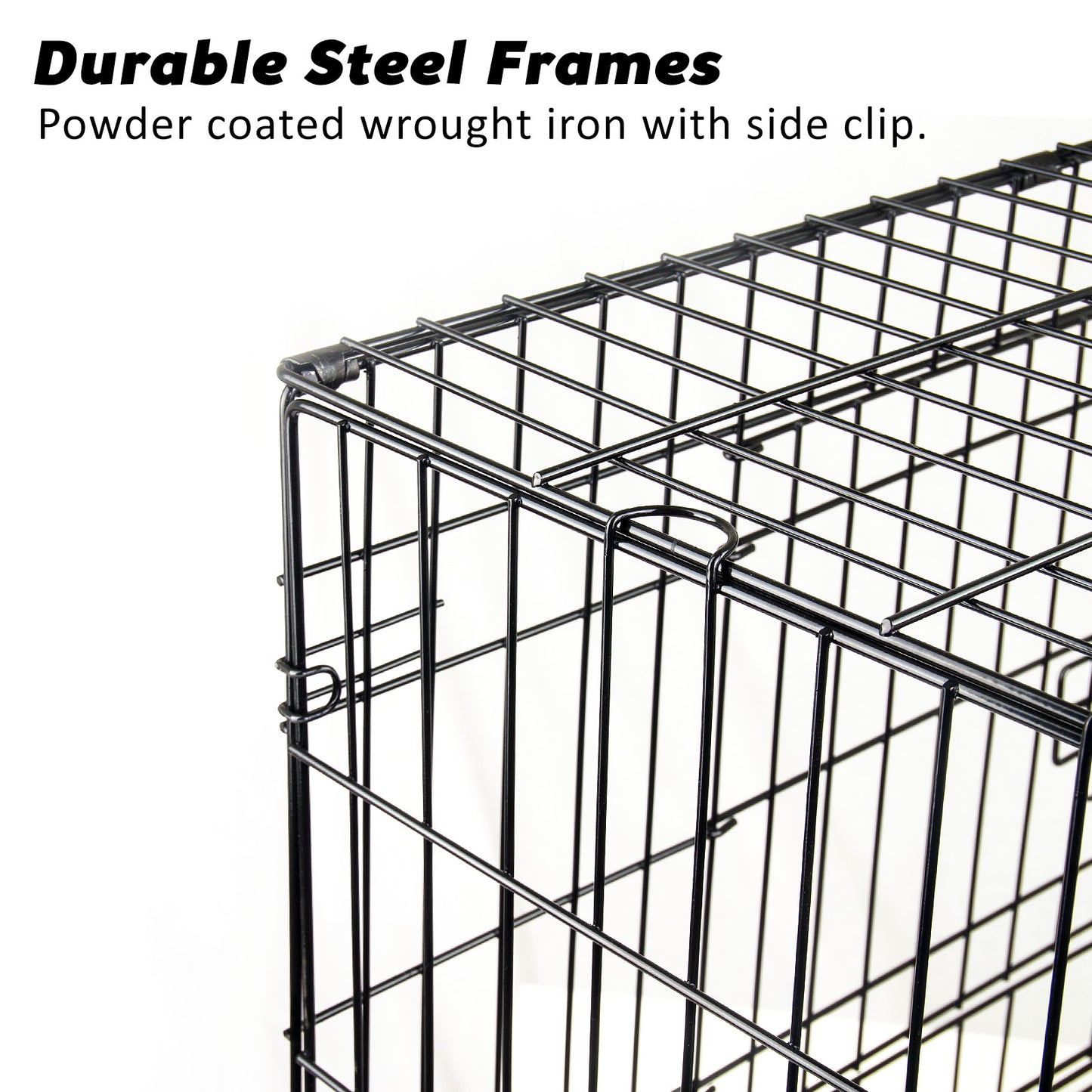 Wire Dog Cage Foldable Crate Kennel 48in with Tray + Cushion Mat Combo - image3