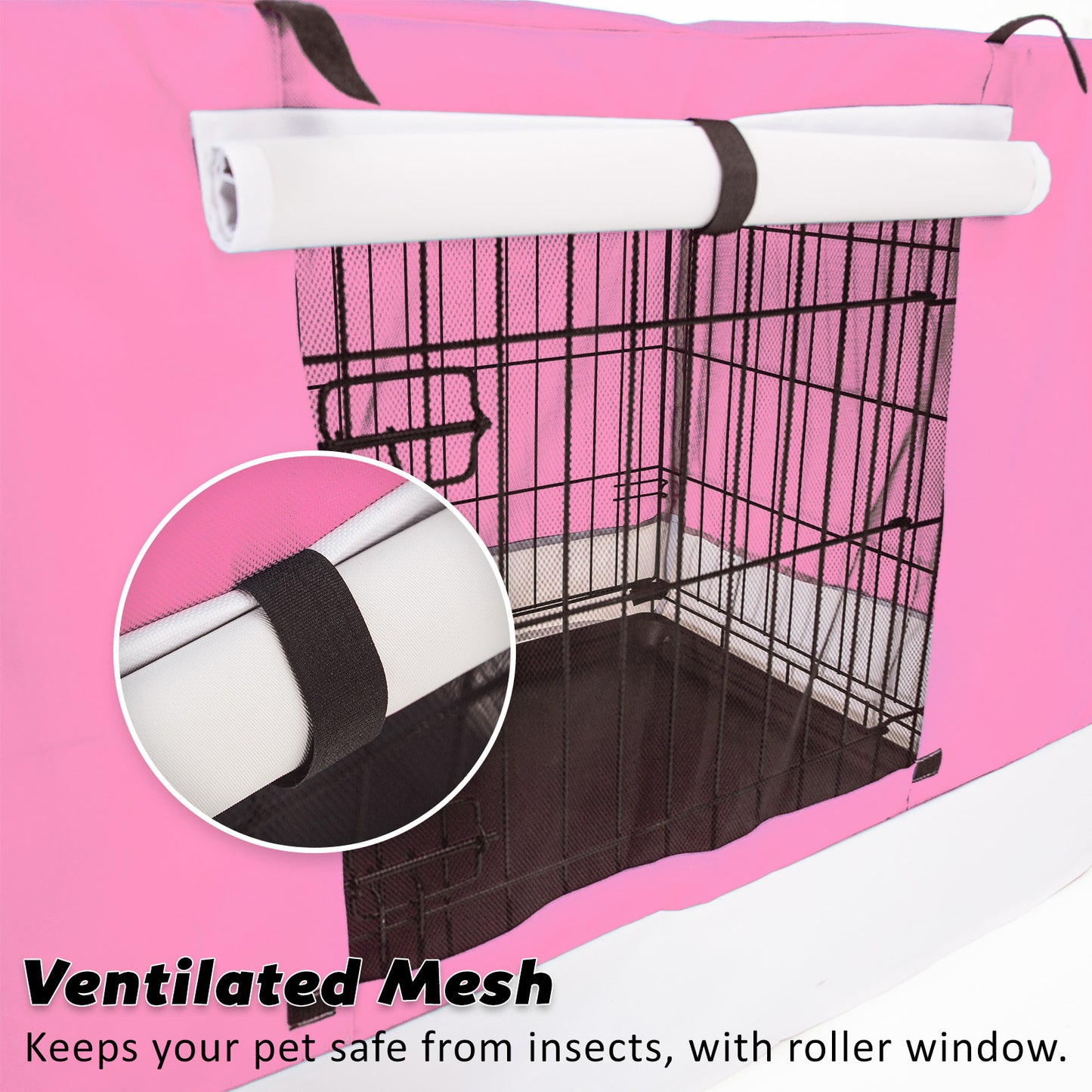 Wire Dog Cage Crate 30in with Tray + Cushion Mat + Pink Cover Combo - image8